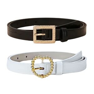 2 Pack Designer Women's Leather Belts for Dresses, Jeans, & Stylish Pants